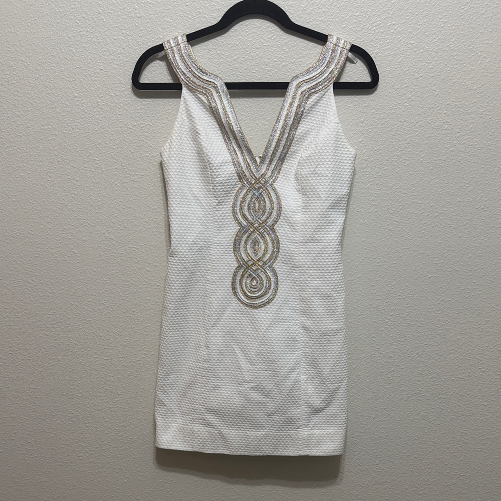 Lilly Pulitzer White and Gold Mini Dress